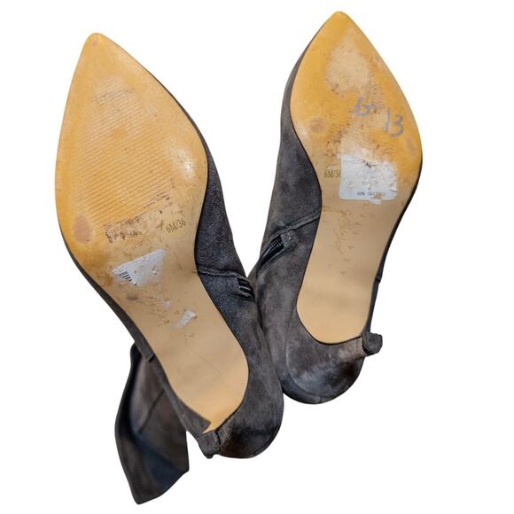 Lord & Taylor 424 Fifth Gray Suede Foldover Knee High Heeled Boots Size 6 - Picture 7 of 8